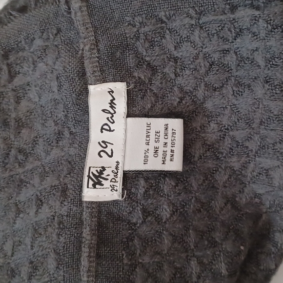 19 Palms Soft Infinity Loop Scarf Dark Gray Boho gray fringe scarf 13" x 40" - Picture 3 of 15